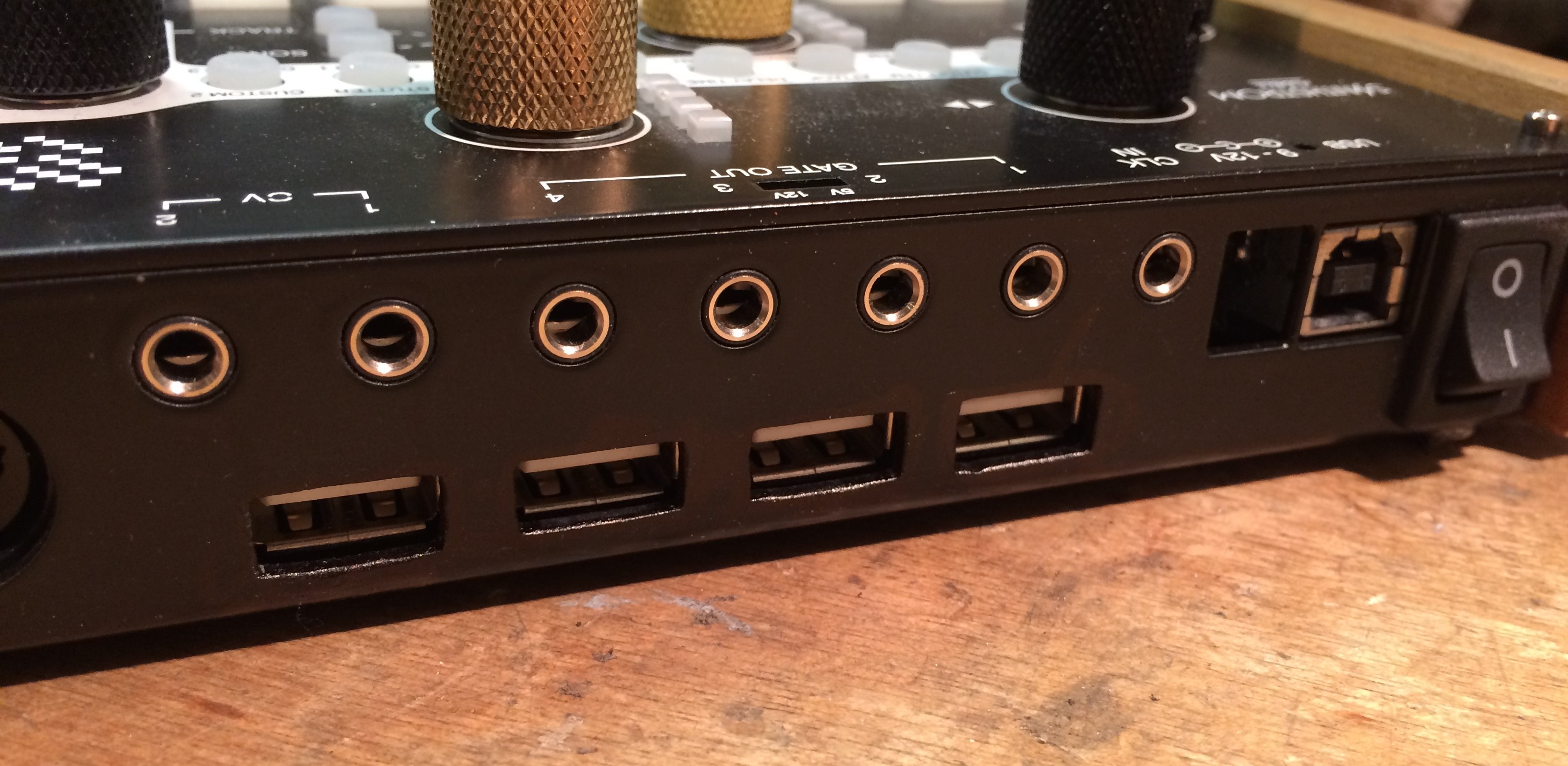 Perspective view of USB ports